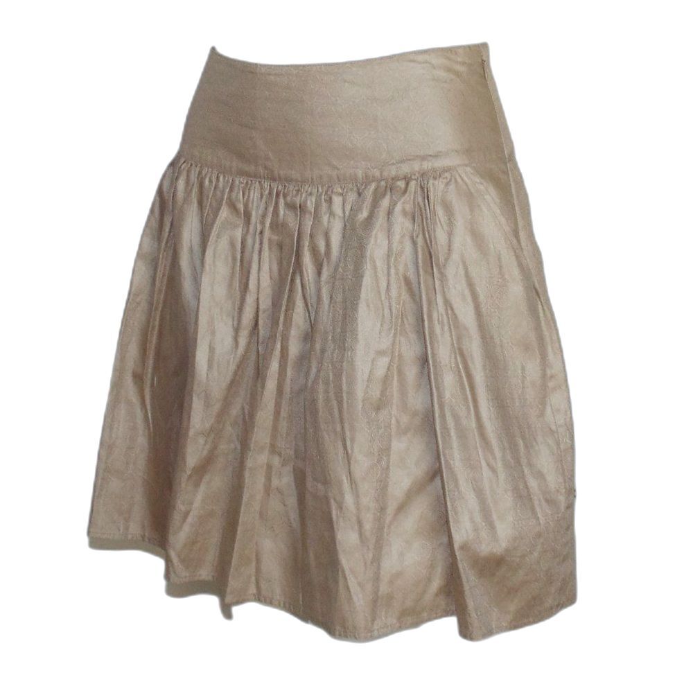JENNY HAN Skirt, L, Jacquard Floral, Golden/Tan/Champagne, Side Zip, Cotton - Picture 4 of 12